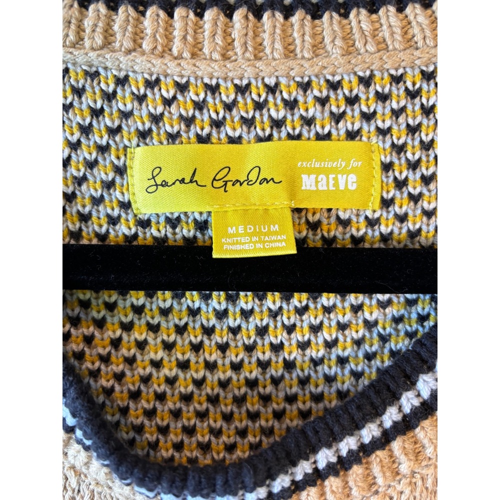 Sarah Gordon Maeve Soft Tan Bee Vest Medium NWOT Cotton Acrylic - Picture 3 of 12